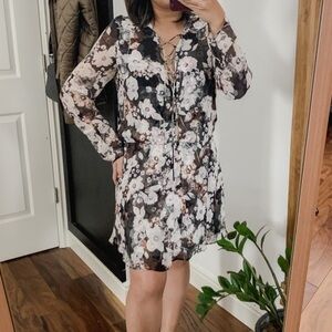 INTERMIX▪️Floral Libby Silk‎ Flounce Midi Dress. M